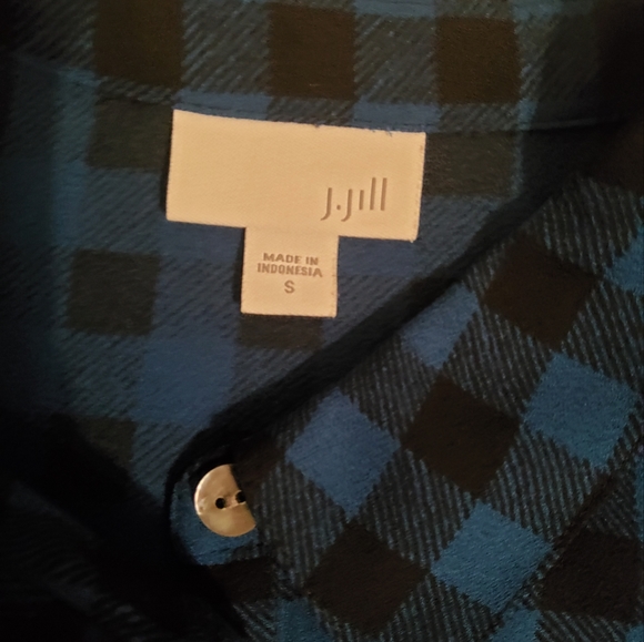 J.Jill. Blue Black Plaid Button Up Long Sleeve Tunic Shirt BlouseTop Size S - Picture 8 of 10